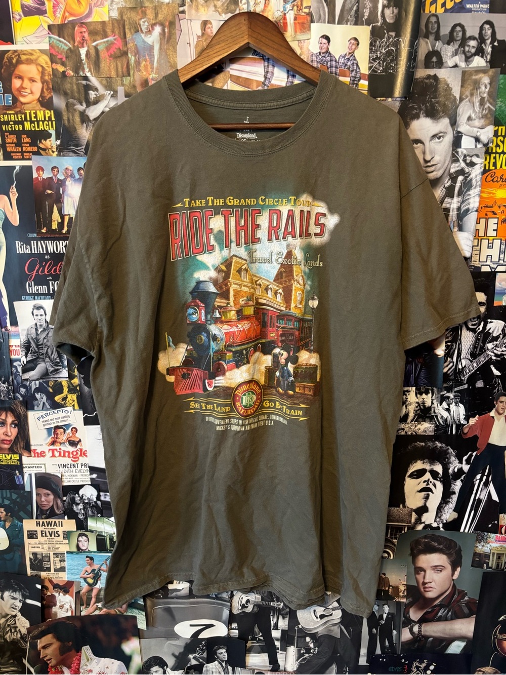 Disney Olive Green 'Ride The Rails' Graphic Tee